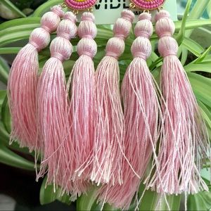 H&M - Pink Beaded Tassel Earrings